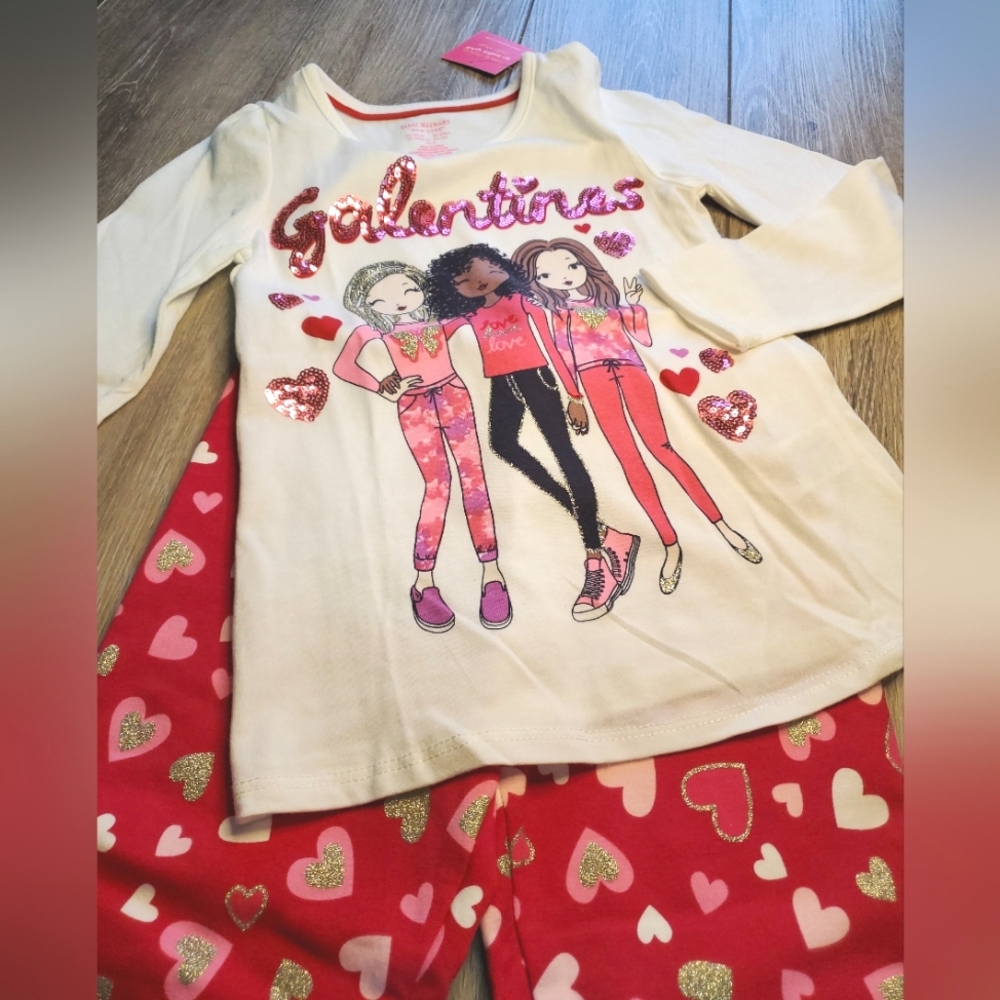 💖💖Girl's Isaac Mizrahi Valentine graphic tee and leggings set Size 5/6